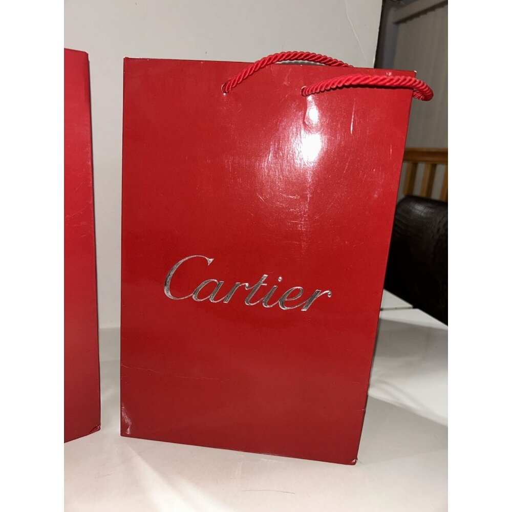 2 Cartier Red Paper Shopping Bag 10.5 x 8" x 4.5" In Great Condition - Picture 3 of 5
